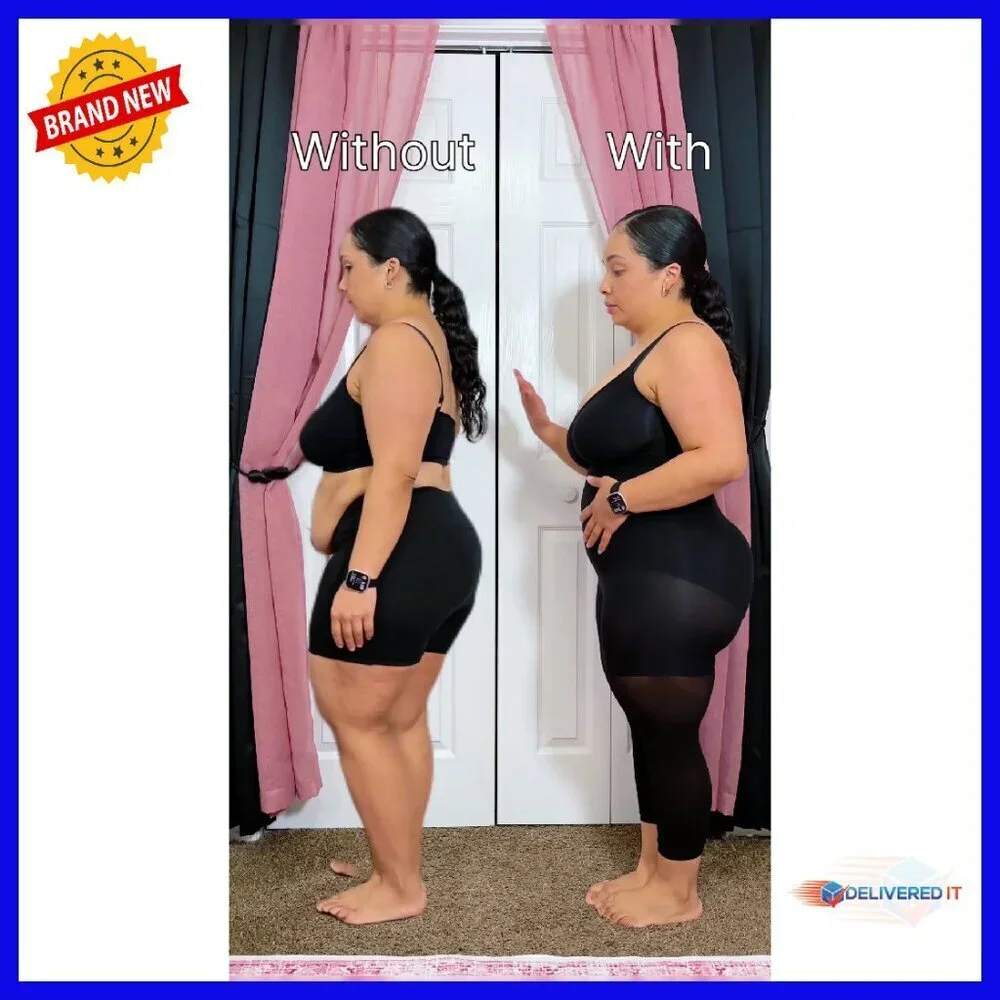 Seamless Tummy Control Shapewear Bodysuit Sheer Legs Sizes S-XXL